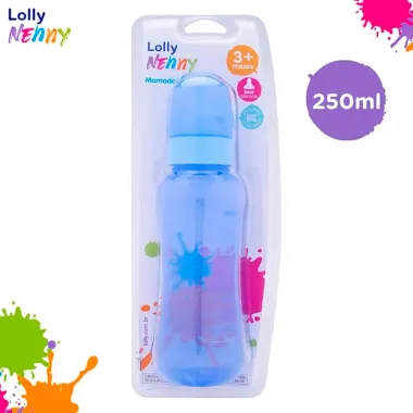 Mamadeira Lolly Nenny Bico de Silicone Azul +3 Meses 250ml