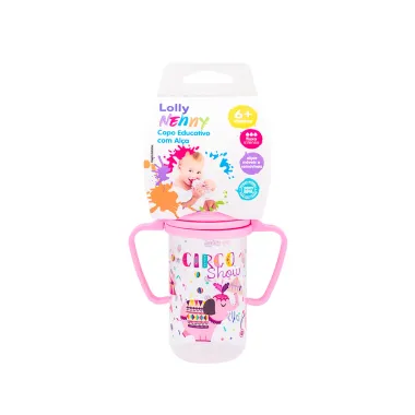 Copo Educativo Lolly Nenny Rosa com Alça Circo Show +6 Meses 150ml