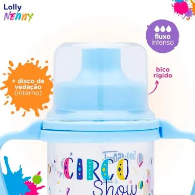 Copo Educativo Lolly Nenny Azul com Alça Circo Show +6 Meses 150ml