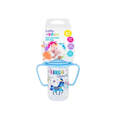 Copo Educativo Lolly Nenny Azul com Alça Circo Show +6 Meses 150ml
