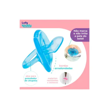 Chupeta Lolly Kinddy Silicone 0-6 Meses Azul 1 Unidade