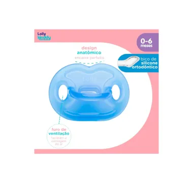 Chupeta Lolly Kinddy Silicone 0-6 Meses Azul 1 Unidade