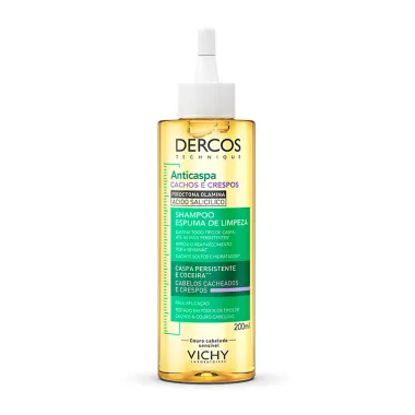Shampoo Espuma de Limpeza Vichy Dercos Anticaspa Cachos e Crespos 200ml