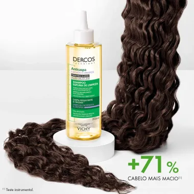 Shampoo Espuma de Limpeza Vichy Dercos Anticaspa Cachos e Crespos 200ml