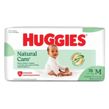Fralda Huggies Natural Care Tamanho M 78  Unidades Descartáveis