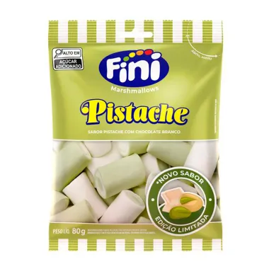 Marshmallows Fini Sabor Pistache com Chocolate Branco 80g