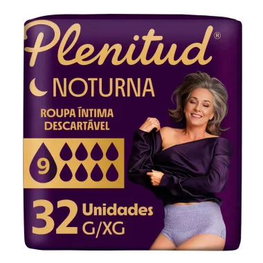 Roupa &Iacute;ntima Plenitud Noturna Tamanho G/XG 32 Unidades Descart&aacute;veis Leve Mais Por Menos
