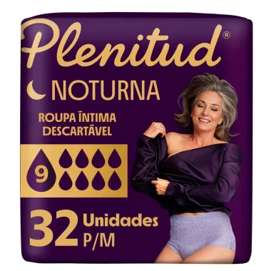 Roupa &Iacute;ntima Plenitud Noturna Tamanho P/M 32 Unidades Descart&aacute;veis Leve Mais Por Menos
