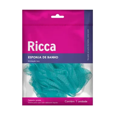 Esponja de Banho Ricca Esfoliação Leve Tamanho Grande Cores Sortidas 1 Unidade