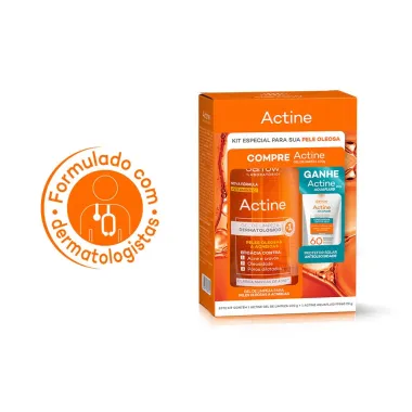 Kit Actine Darrow Gel de Limpeza 400g e Ganhe Actine Aquafluid Antioleosidade FPS 60 Sem Cor 20g