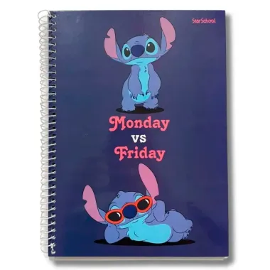 Caderno Starschool Stitch Aramado 1M Sortidos 80 Folhas
