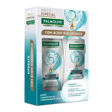 Kit Shampoo e Condicionador Palmolive Hydrate com Ácido Hialurônico 350ml cada Embalagem Especial