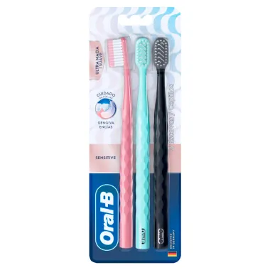 Kit Escova Dental Oral B Sensitive Cuidado Gengiva Ultra Macia Com 3 Unidades