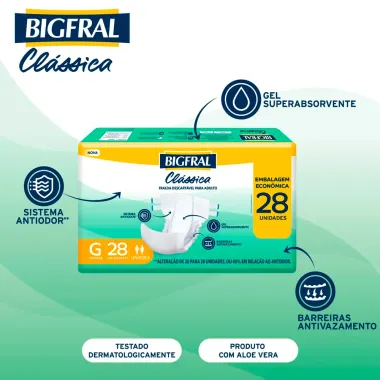 Fralda Bigfral Clássica Embalagem Ecônomica Tamanho G Com 28 Unidades