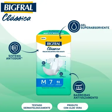 Fralda Bigfral Clássica Tamanho M com 7 Unidades