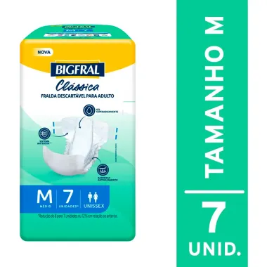 Fralda Bigfral Clássica Tamanho M com 7 Unidades