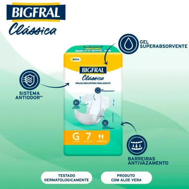 Fralda Bigfral Clássica Tamanho G com 7 Unidades