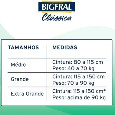 Fralda Bigfral Clássica Tamanho XG com 7 Unidades