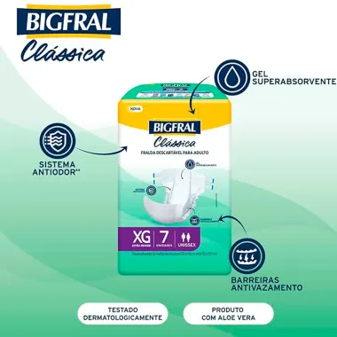 Fralda Bigfral Clássica Tamanho XG com 7 Unidades