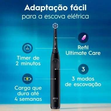 Escova Dental El&eacute;trica Oral B io2 com Cabo Recarreg&aacute;vel  Refil e Carregador