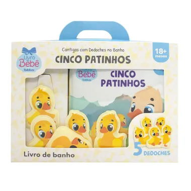 Livro do Bebê de Banho Cinco Patinhos Todolivro 18+ Meses com 5 Dedoches