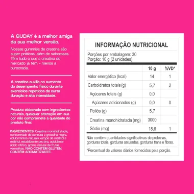 Creatina em Gummies Guday Sabor Frutas Vermelhas com 60 Unidades