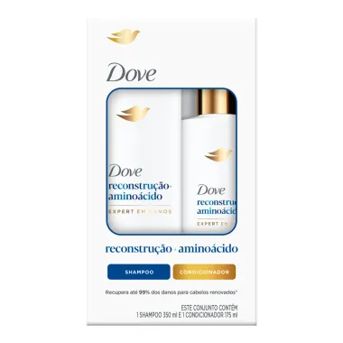 Kit Shampoo 350ml e Condicionador 175ml Dove Reconstrução e Aminoácido Expert em Danos