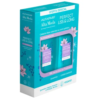 Kit Shampoo e Condicionador Alta Moda Perfect Liss & Long Vegano 300ml Cada