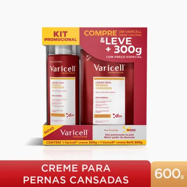Kit Creme Varicell Nanointense para Pernas Cansadas 300g e Ganhe Creme para Pernas Cansadas Refil 300g