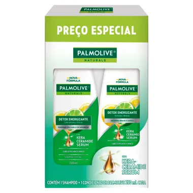 Kit Shampoo e Condicionador Palmolive Naturals Detox Energizante com Kera Ceramide Serum 350ml cada