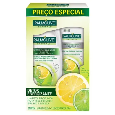 Kit Shampoo e Condicionador Palmolive Naturals Detox Energizante com Kera Ceramide Serum 350ml cada