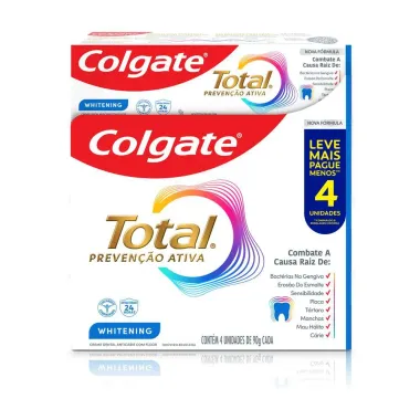 Creme Dental Colgate Total Whitening 4 Unidades de 90g cada