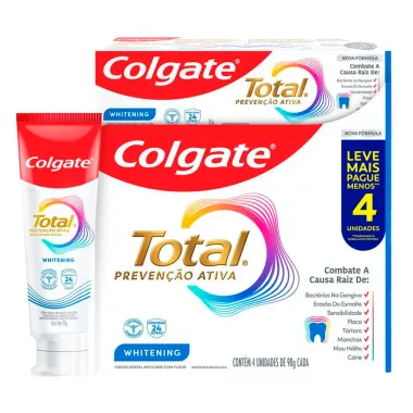 Creme Dental Colgate Total Prevenção Ativa Whitening 4 Unidades de 90g cada