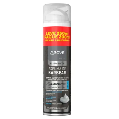 Espuma de Barbear Above Men Elements Carvão Ativado Leve 250ml Pague 200ml