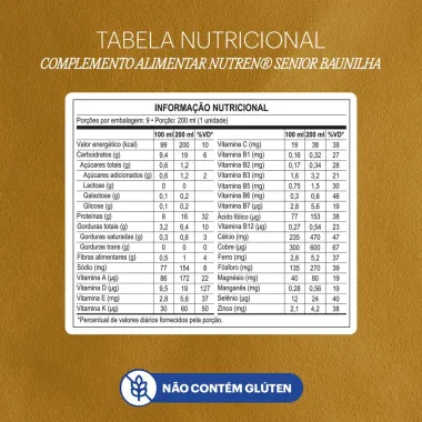 Nutren Senior Complemento Alimentar Sabor Baunilha Zero Lactose 200ml cada Leve 9 Pague 6
