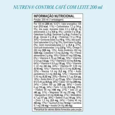 Nutren Control Diet com 15g de Prote&iacute;nas Sabor Caf&eacute; com Leite 200ml