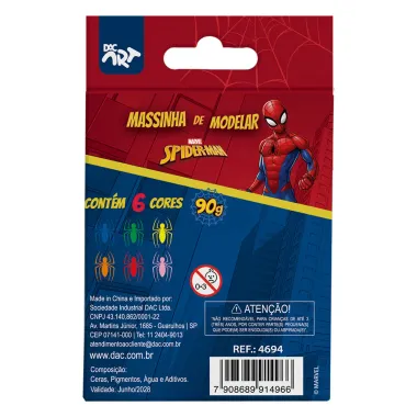 Massinha de Modelar Marvel Homem Aranha Dac Art 3+ Anos com 6 Cores Sortidas 90g