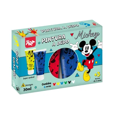 Pintura a Dedo Mickey Dac Art 3+ Anos com 6 Bisnagas Cores Sortidas de 30ml cada