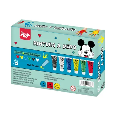 Pintura a Dedo Mickey Dac Art 3+ Anos com 6 Bisnagas Cores Sortidas de 30ml cada