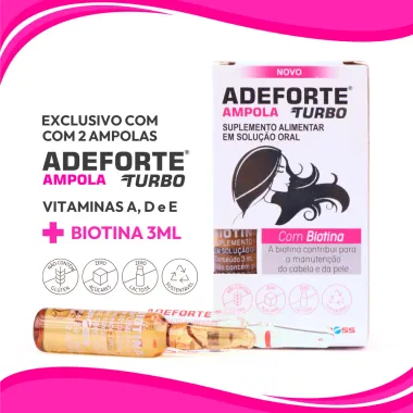 Adeforte Turbo Ampola com Biotina Solução Oral com 2 Ampolas de 3ml cada