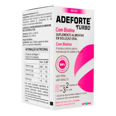 Adeforte Turbo Ampola com Biotina Solução Oral com 2 Ampolas de 3ml cada