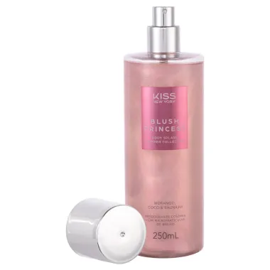 Body Splash Kiss New York  Blush Princess Shimmer Collection Morango Coco & Baunilha 250ml