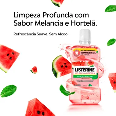 Antisséptico Bucal Listerine Sabor Melancia e Hortelã Refrescância Suave Sem Álcool 1L