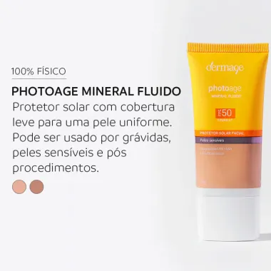 Proteção Solar Facial Photoage Mineral Fluido FPS 50 Cor Claro 50g