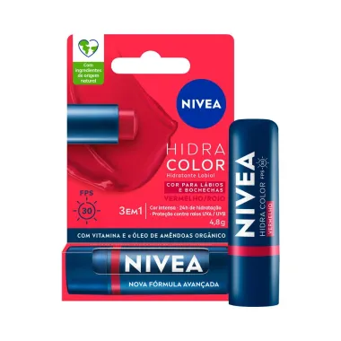 Hidratante Labial Nivea Hidra Color Vermelho FPS 30 4,8g