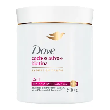 Máscara Tratamento e Finalização 2 em 1 Dove Cachos Ativos e Biotina Expert em Danos 500g