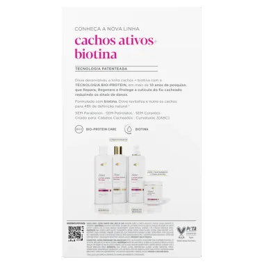 Kit Dove Cachos Ativos e Biotina Expert em Danos Shampoo 350ml e Condicionador 175ml