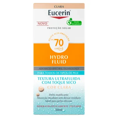 Protetor Solar Eucerin Hydro Fluid FPS 70 Toque Seco Cor Clara 50ml