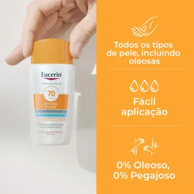 Protetor Solar Eucerin Hydro Fluid FPS 70 Toque Seco Cor Clara 50ml