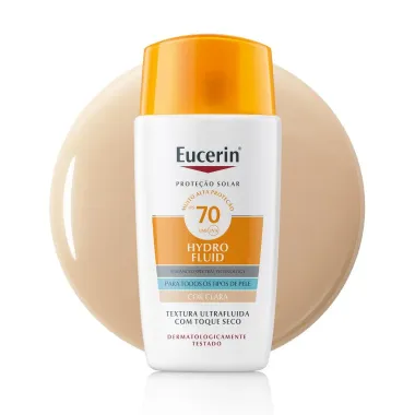 Protetor Solar Facial Eucerin Hydro Fluid FPS 70 Toque Seco Cor Clara 50ml